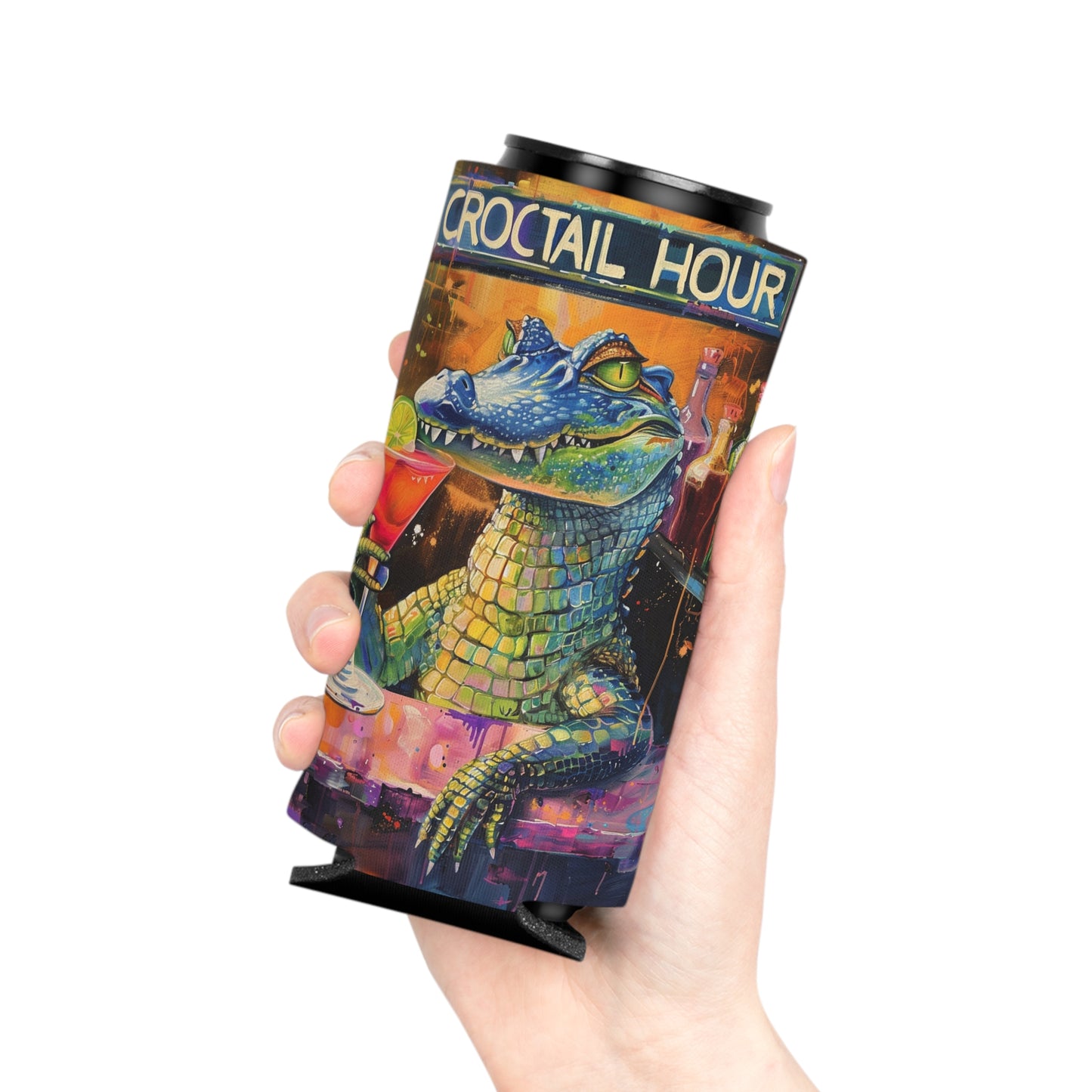 'Croctail Hour' Can Cooler (Koozie) - Slim Size